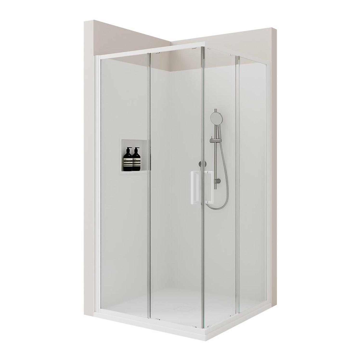 Shower Package With Sliding Screens & White Base