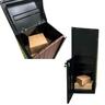 Parcel Pillar Letterbox Black with Kwila Woodgrain Panels