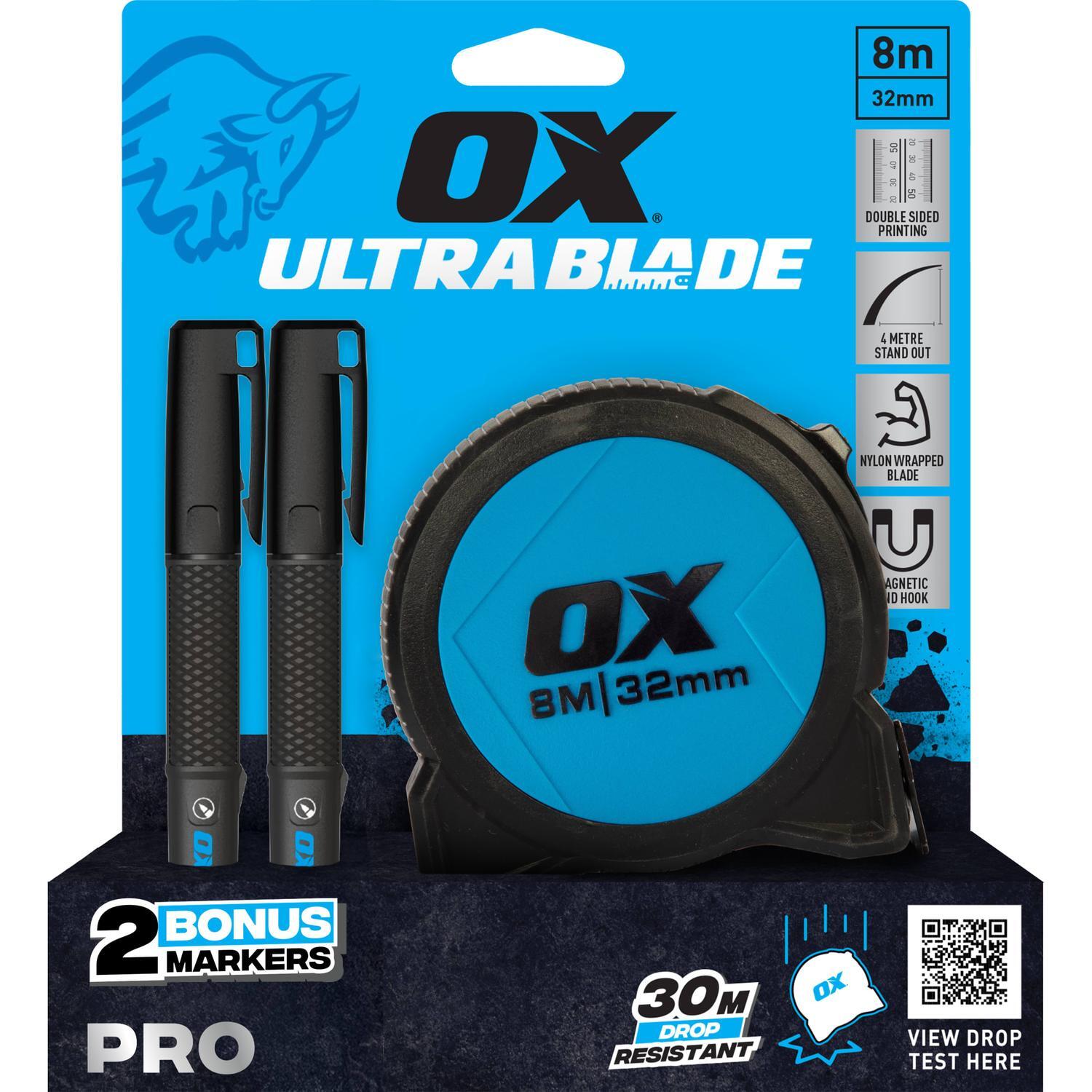 OX Trade Compact Tape Measure - 8m Twin Pack