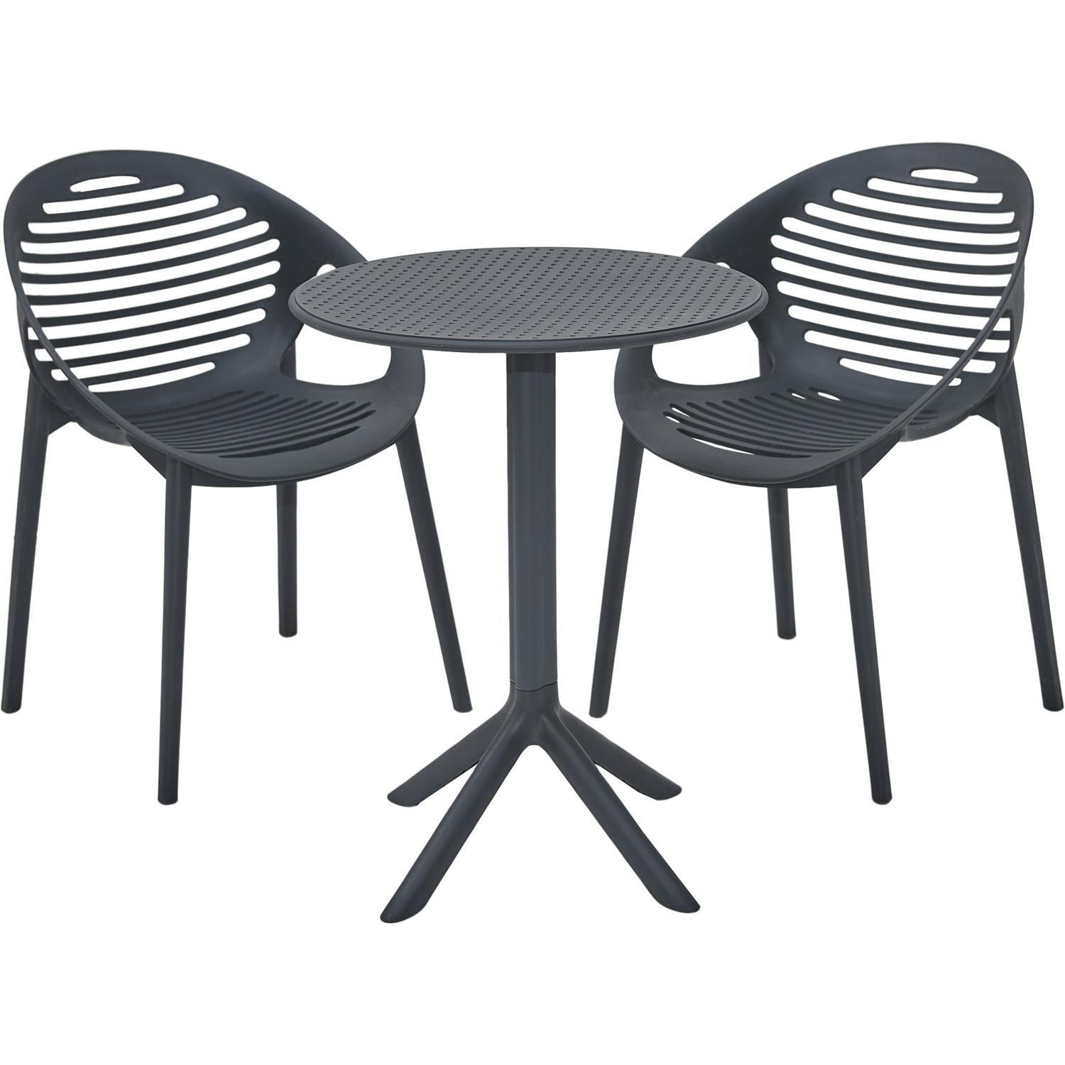 Outdoor Dining Setting 3 Piece Fes Round Dining Chair Charcoal