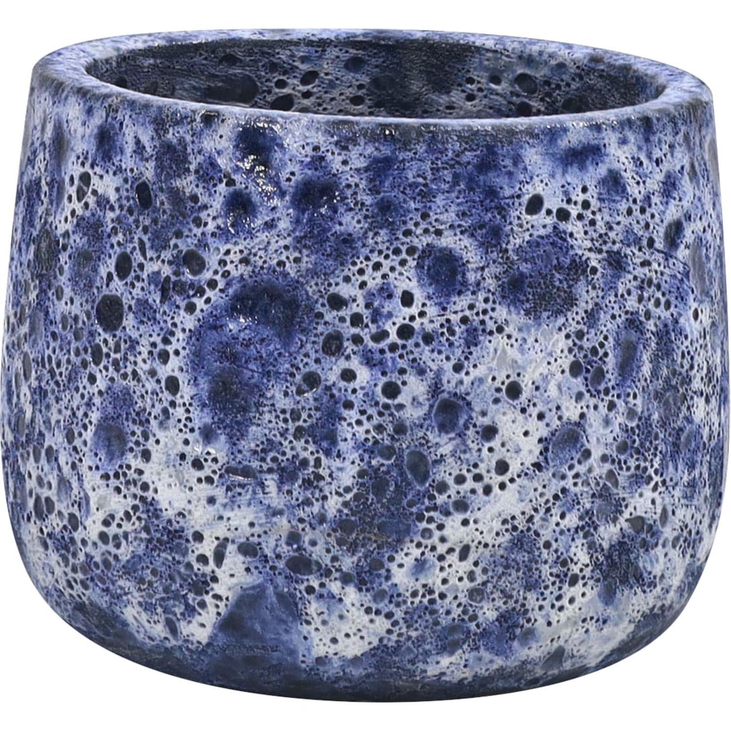 Glazed Egg Moon Pot Blue Small