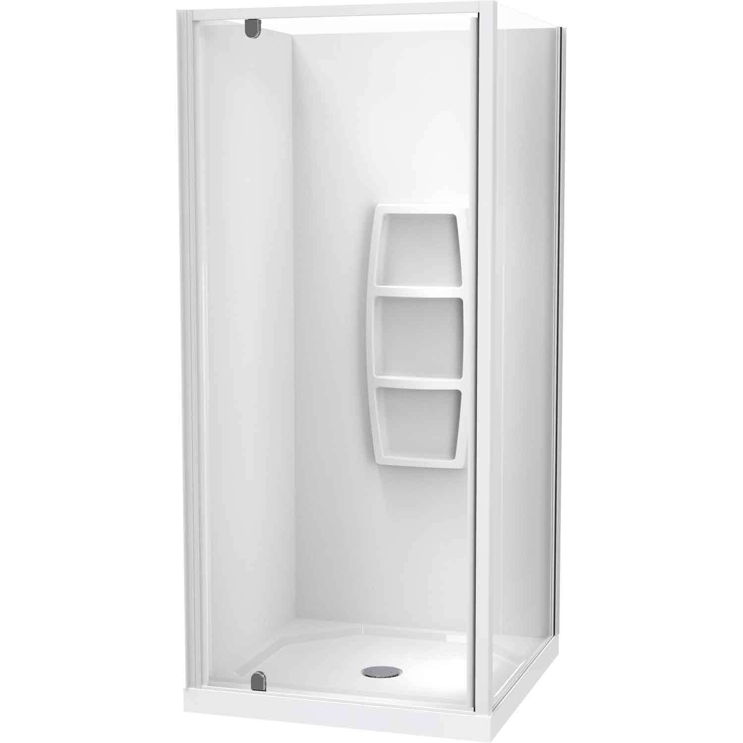 Square 2 Sided Pivot Door Moulded Wall Shower