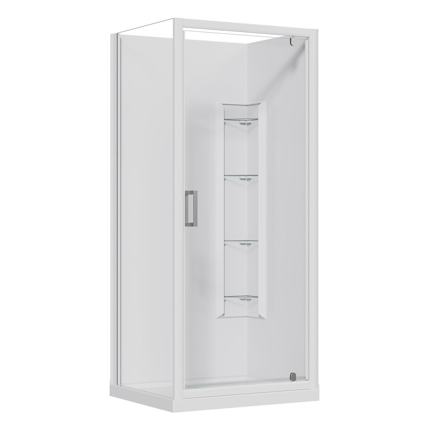 2 Sided Corner Mould Acrylic Shower RH 900 x 750 x 2015mm White