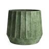 Ribbed Cement Drum Pot L Green