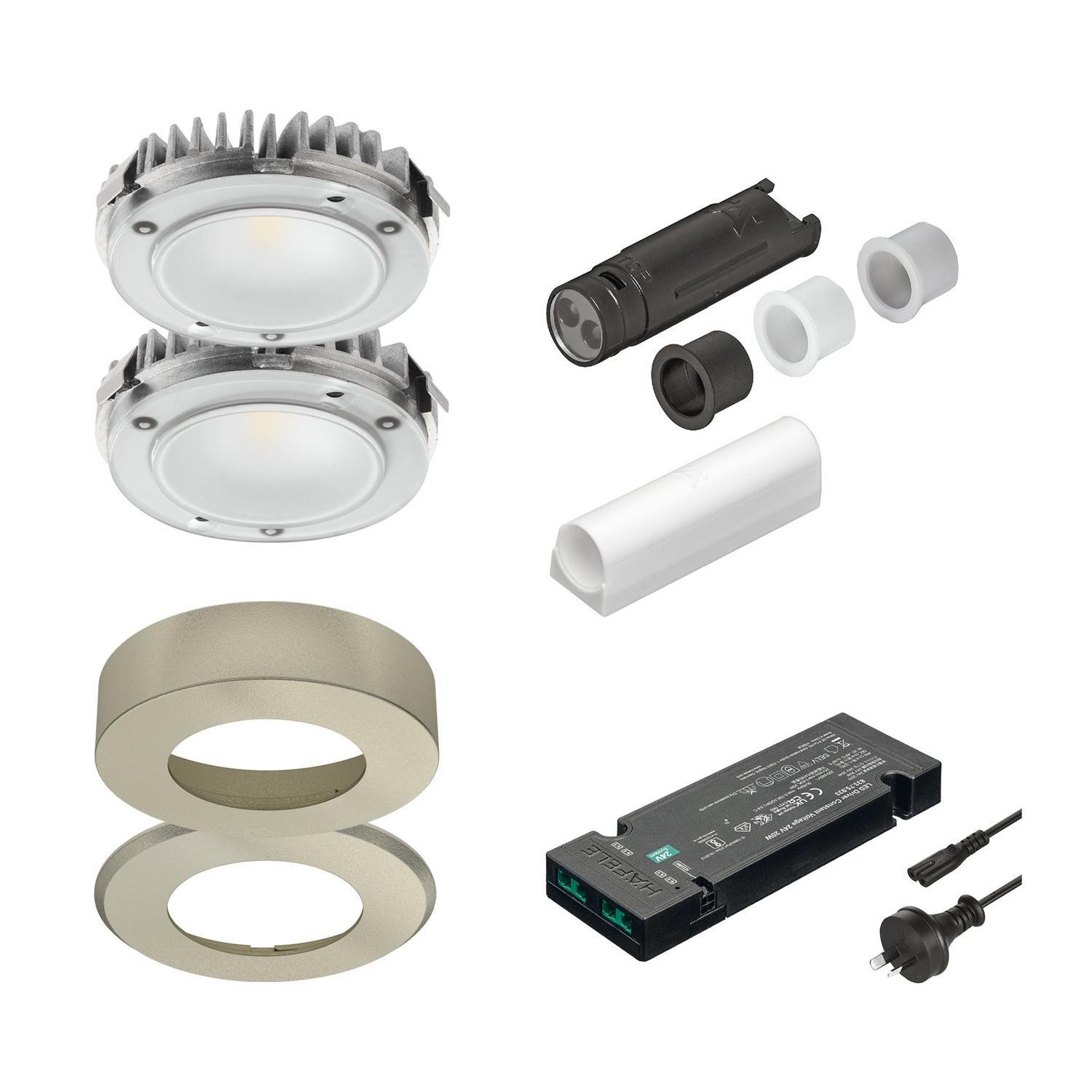 Cabinet LED Downlight 24V 3K Matt Nickel 2 Pack