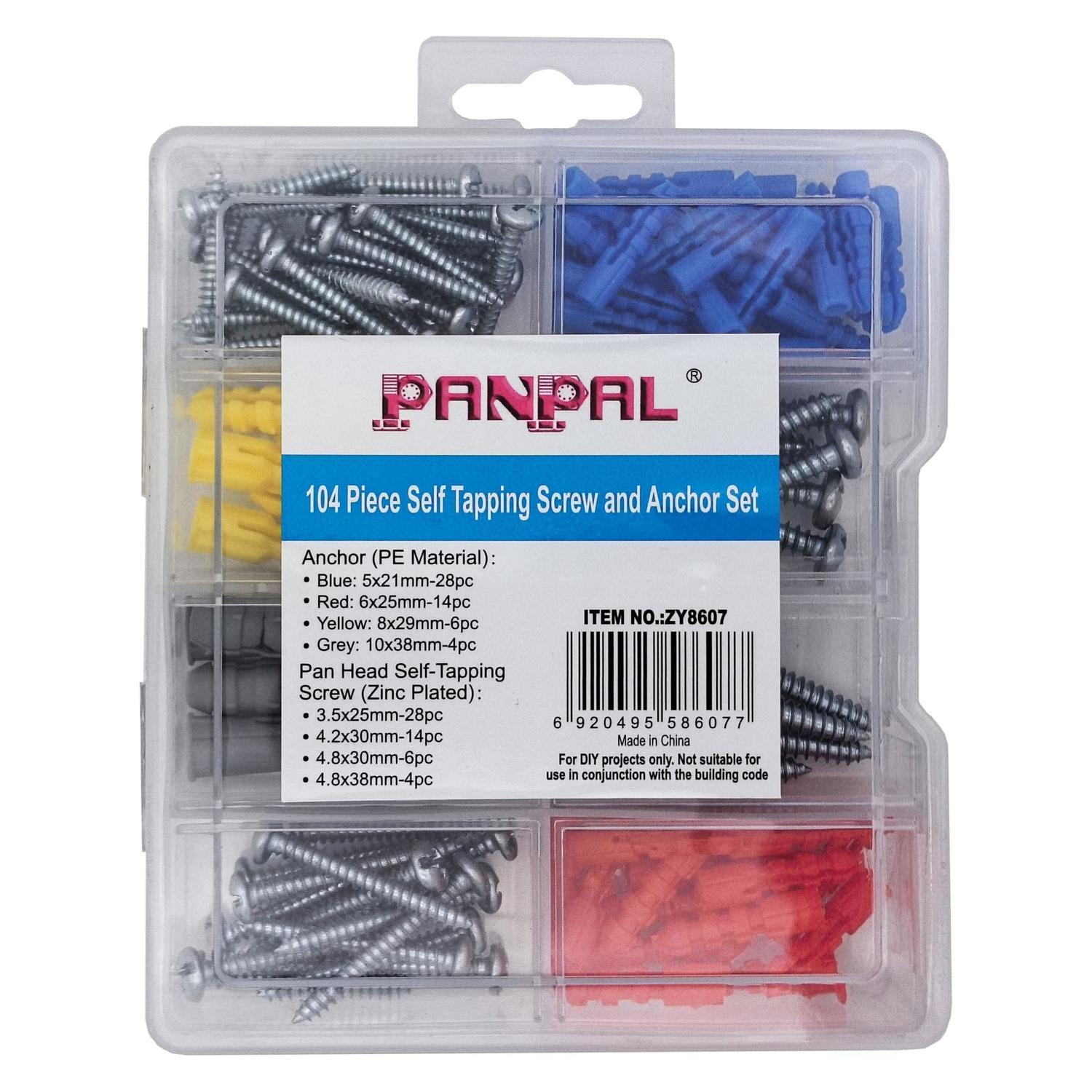 104 Piece Self-Tapping Screw and Anchor Set