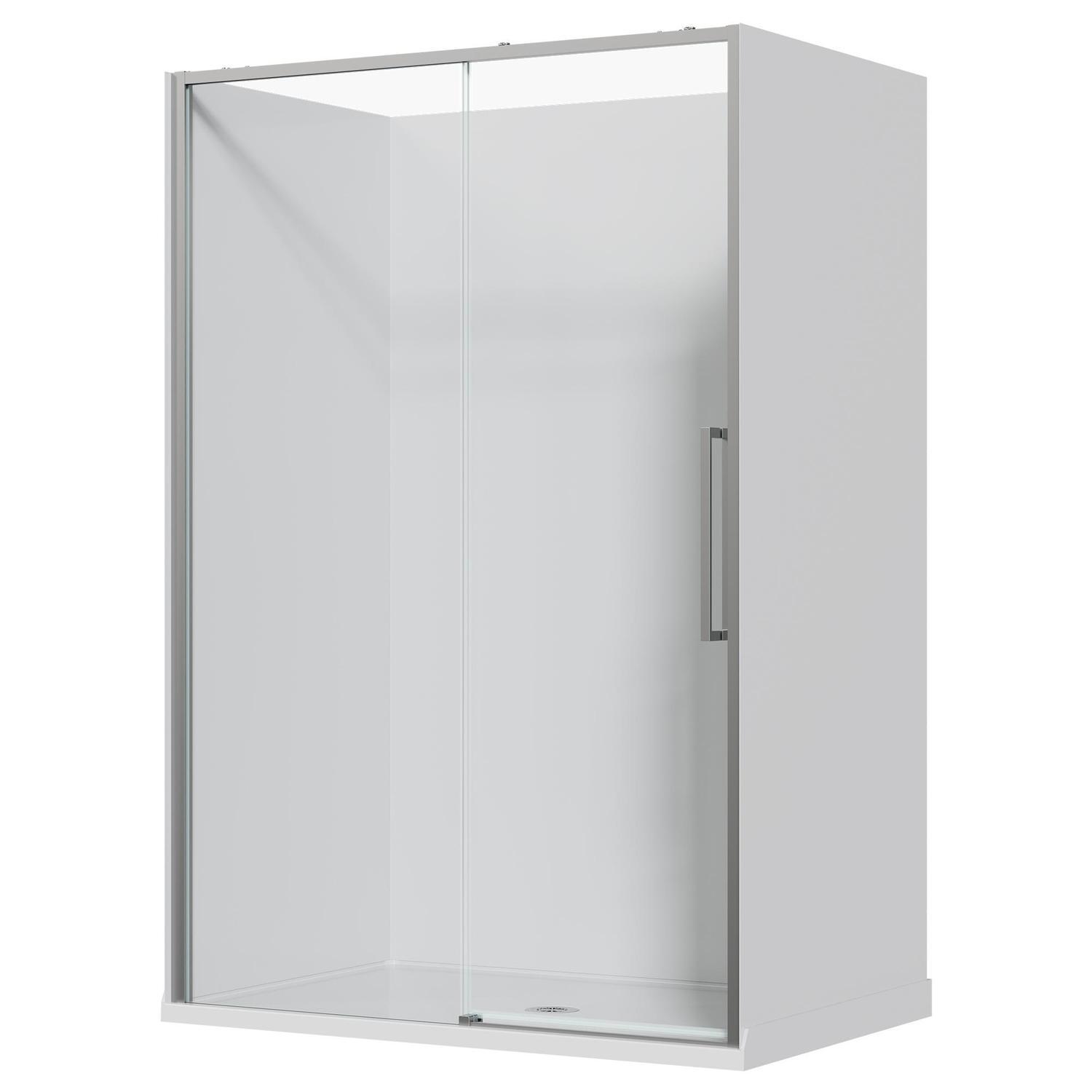 Alcove Frameless Sliding Flat Wall Acrylic Shower 1400 x 915 x 2040mm Chrome