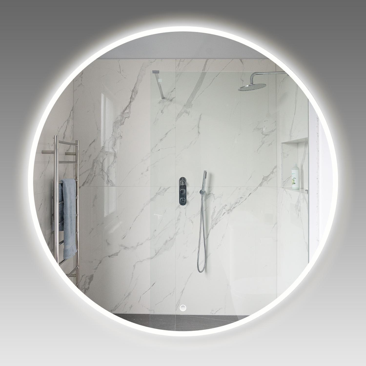 LED Round Mirror Front & Backlit Frosted with demister 1200mm