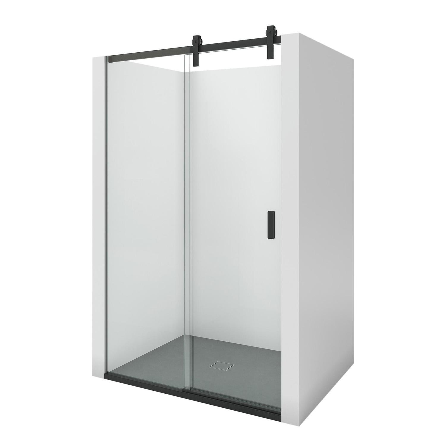 1200 x 1000mm 3-Wall Black Tray and Matte Black Sliding Screen