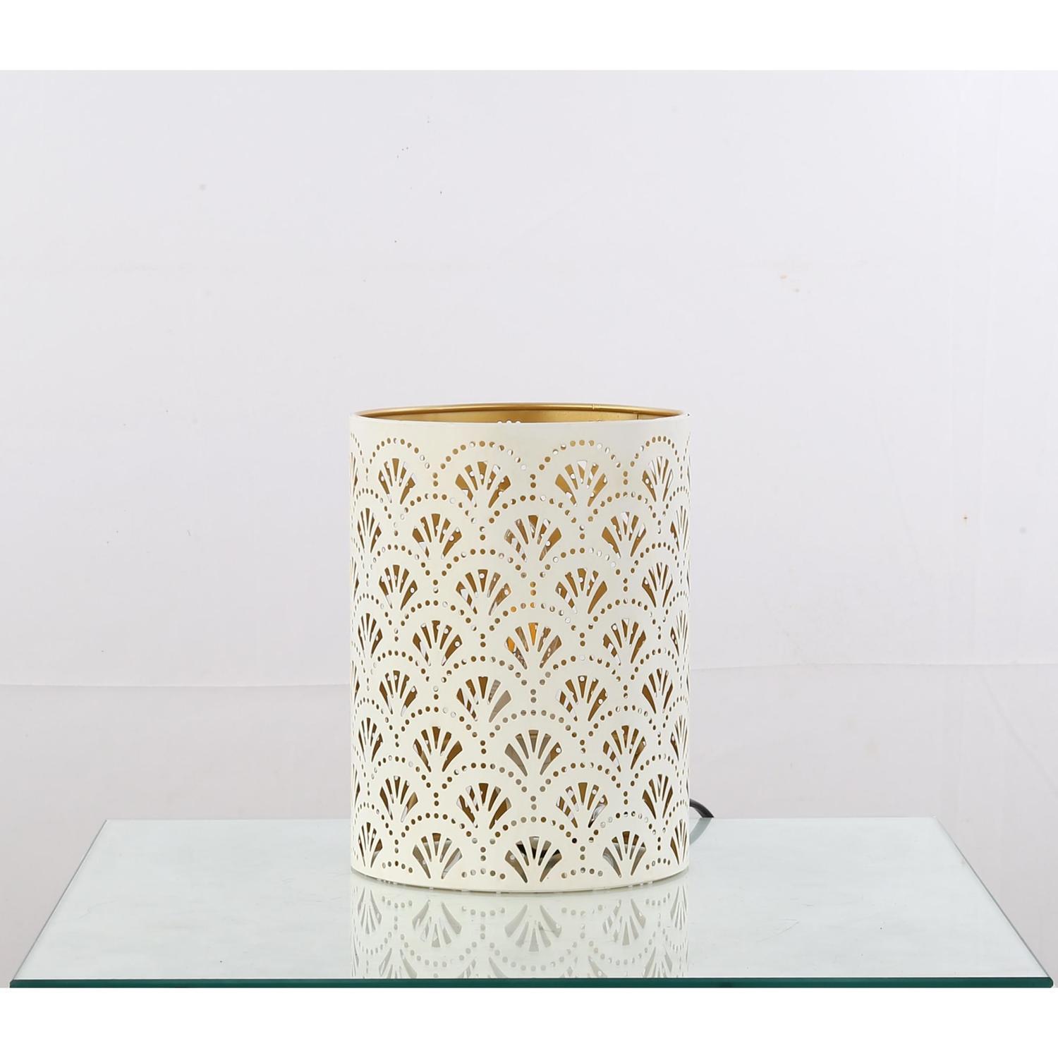Medina Metal Table Lamp H: 200mm, Dia: 150mm White & Gold