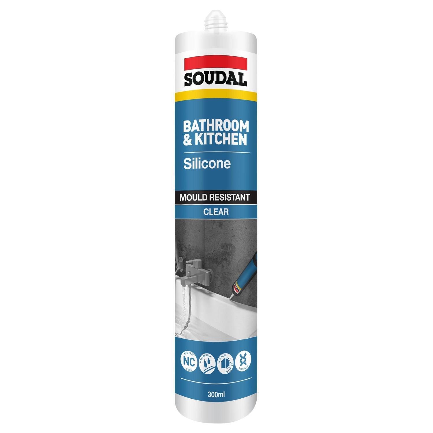 Soudal Bathroom and Kitchen Silicone 300ml Clear