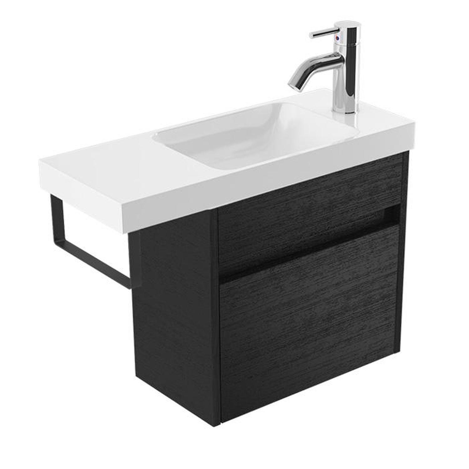 Wall Vanity 600mm Black Black Rail