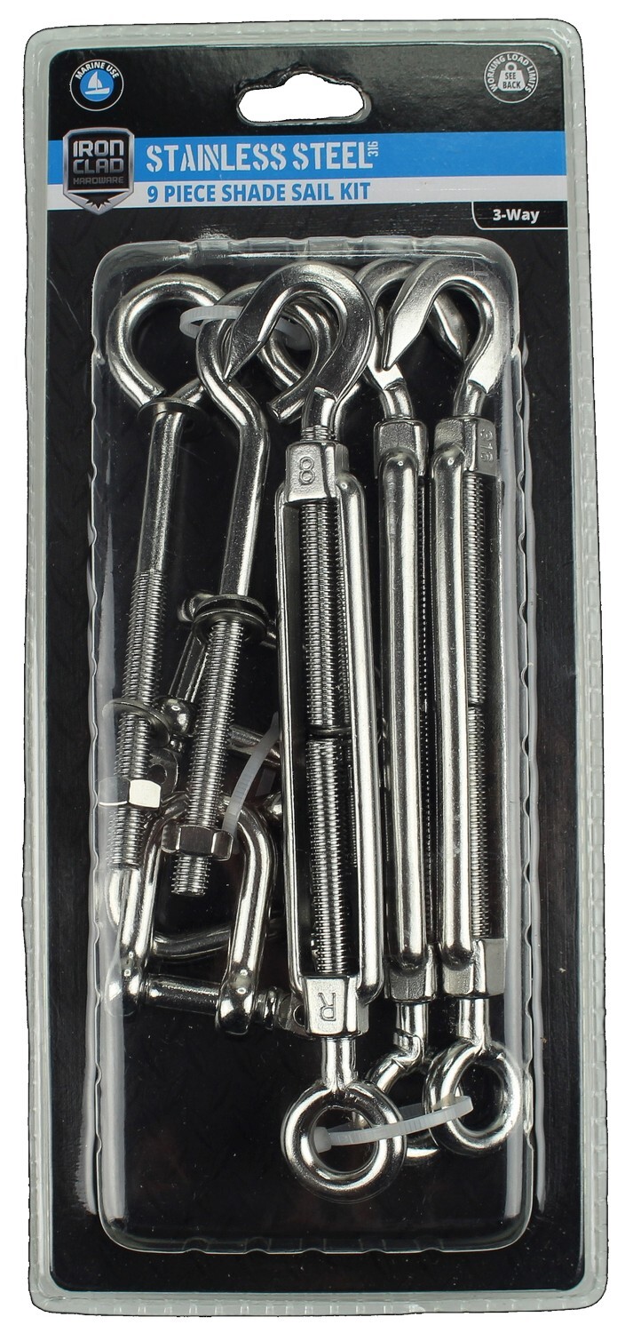 Shade Sail Kit 3-Way Stainless Steel 316