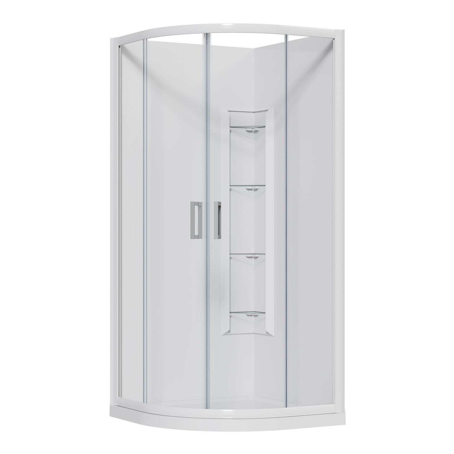 Curved Corner Mould Acrylic Shower 900 x 900 x 2015mm White