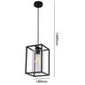 Hutton Glass and Metal Frame Pendant  Black