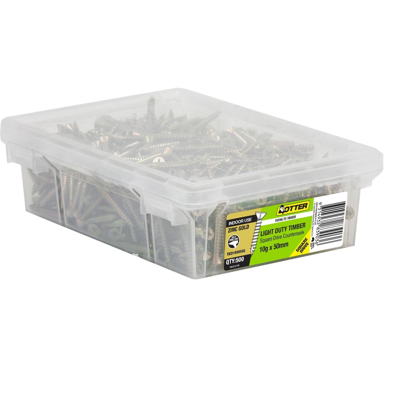 Light Duty Timber Screws 10g x 50m Pack of 500 Zinc Gold Plated