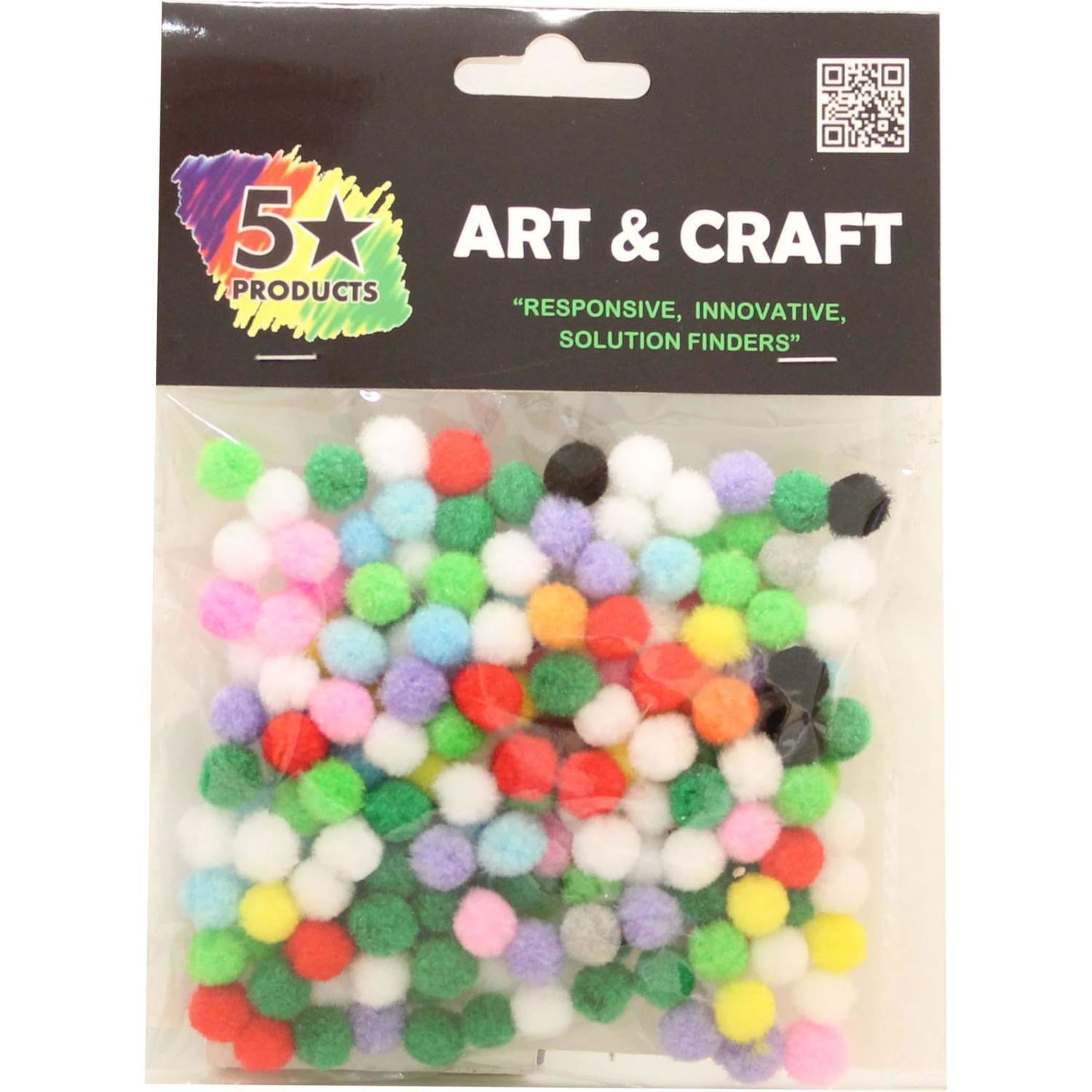 Pom Poms Mini 10mm 200 pieces Assorted Colours