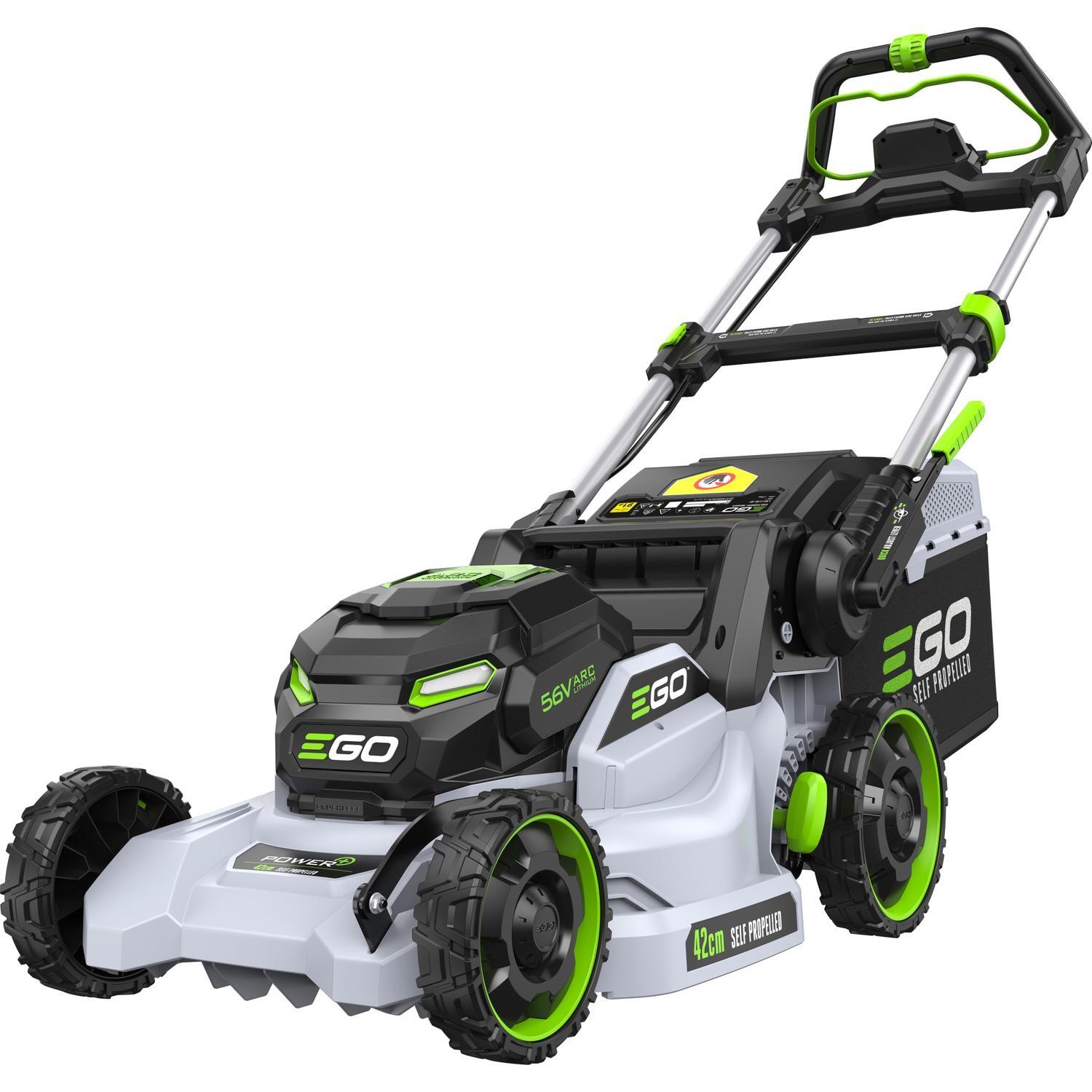 EGO POWER+ 42cm Self-Propelled Mower SKIN - Includes 5.Ah Battery, Charger, Grass bag, Mulching Plug, Side Discharge Chute  - LED Display