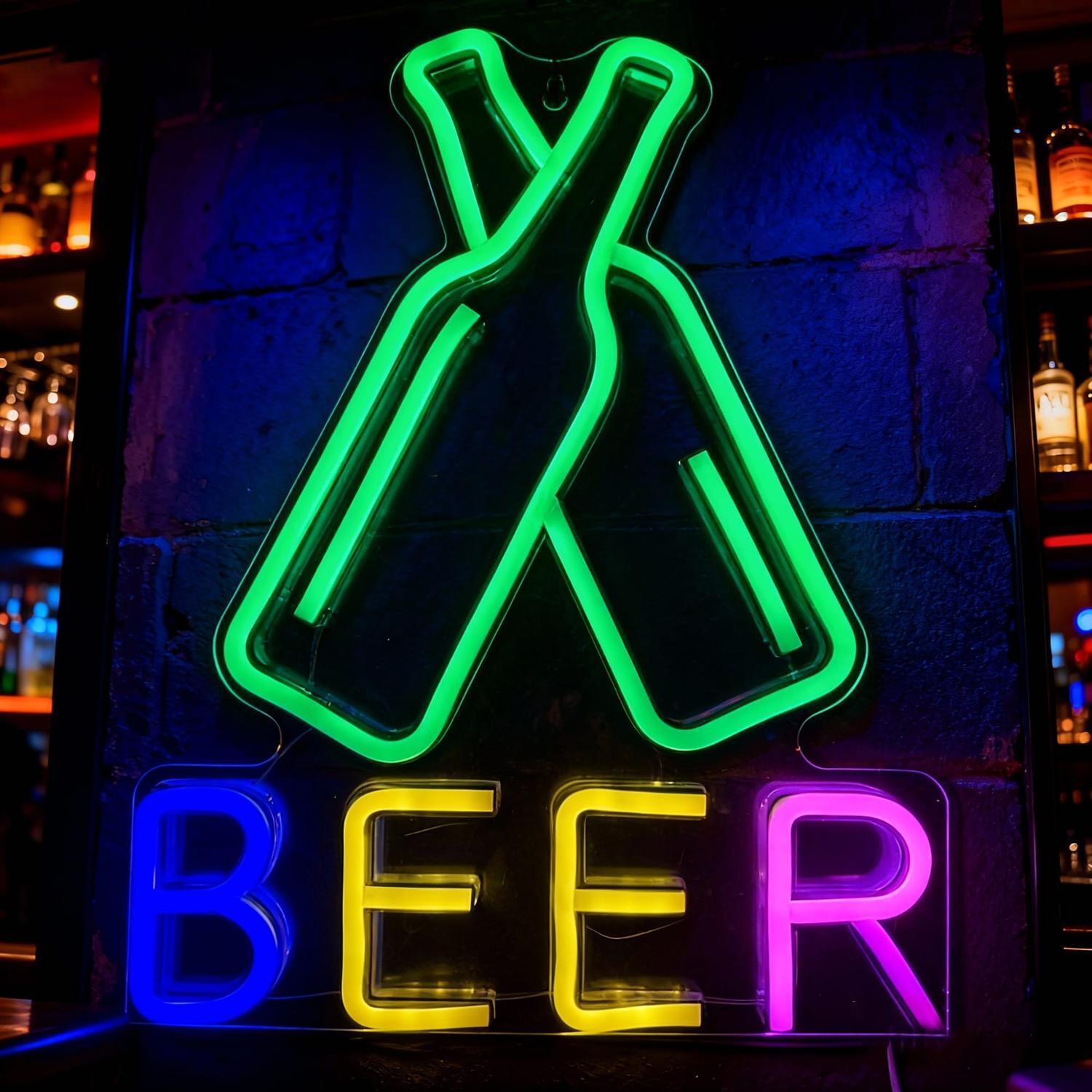 Beer Neon Wall Light 390 x 300 x 20mm / 5V White