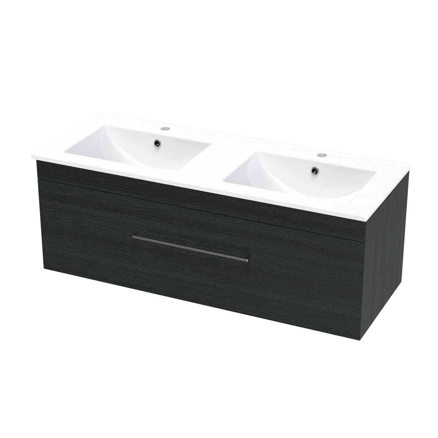 Cashmere Single Drawer Double Bowl Wall Hung Vanity