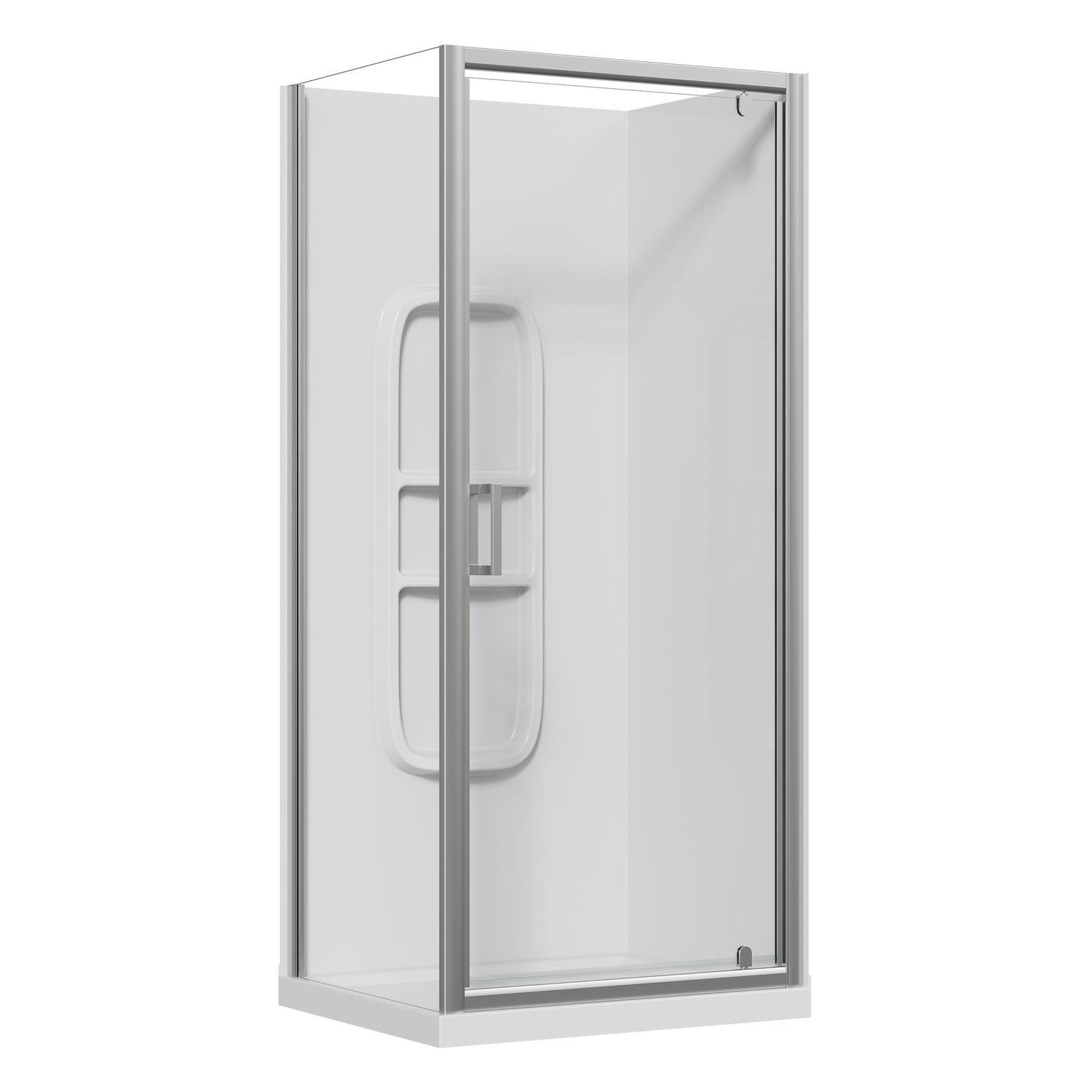 2 Sided Side Mould Acrylic Shower RH 900 x 750 x 2015mm Chrome
