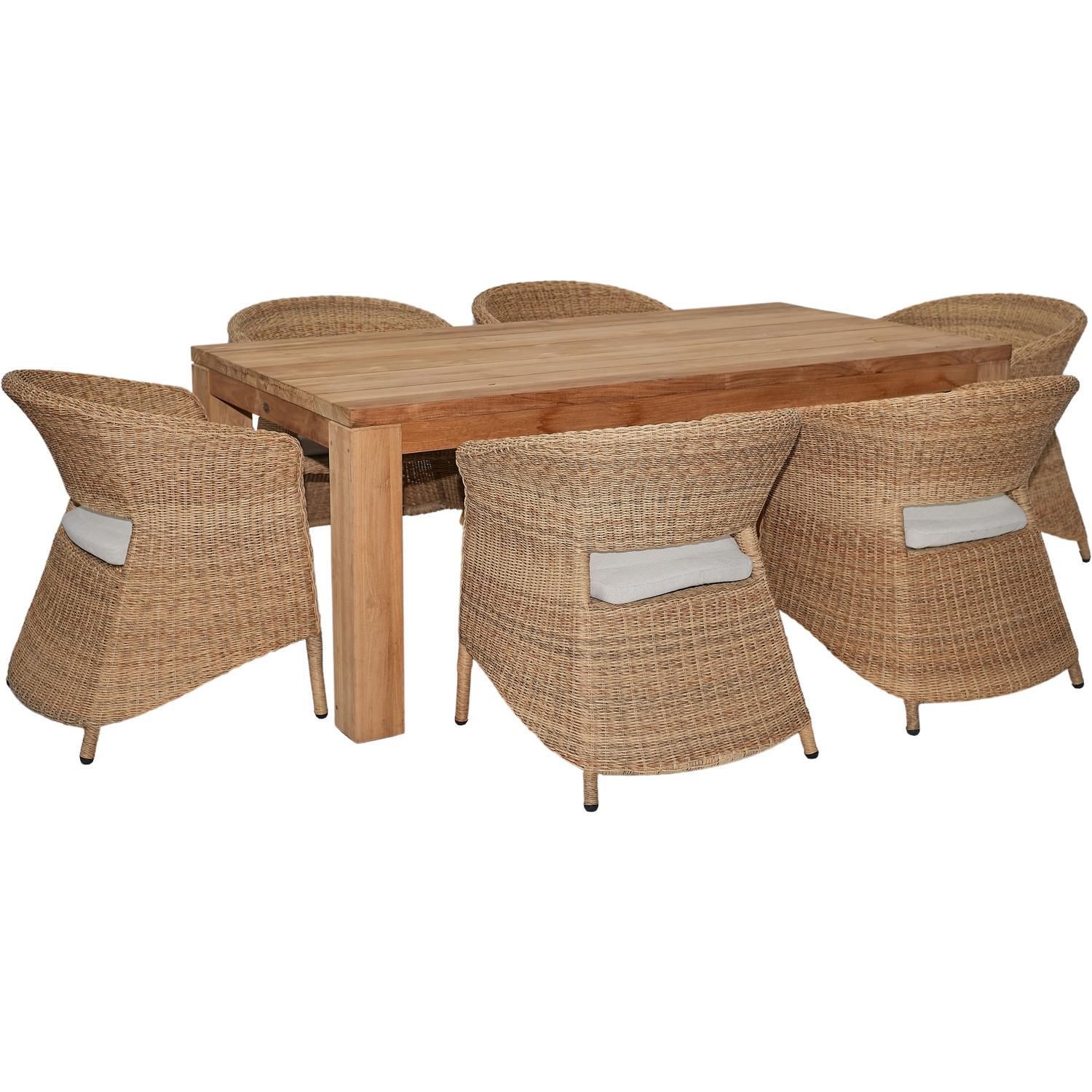 Outdoor Dining Setting 7 Piece Canary Wicker Chairs