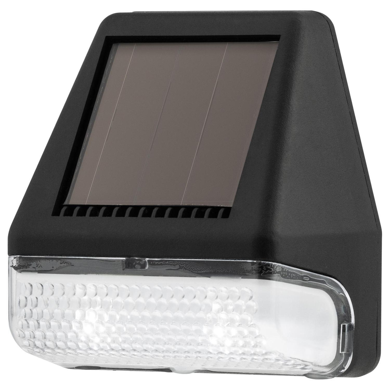 Solar Powered Outdoor Wall Light H:75mm, W:72mm, D:41mm Black