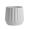 Ribbed Cement Drum Pot L White