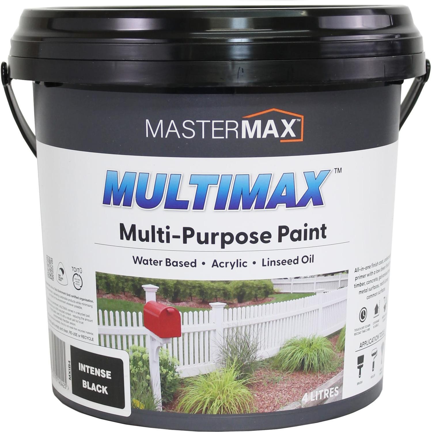 Multi-Purpose Paint Water Based Acrylic and Linseed Oil 4L Intense Black