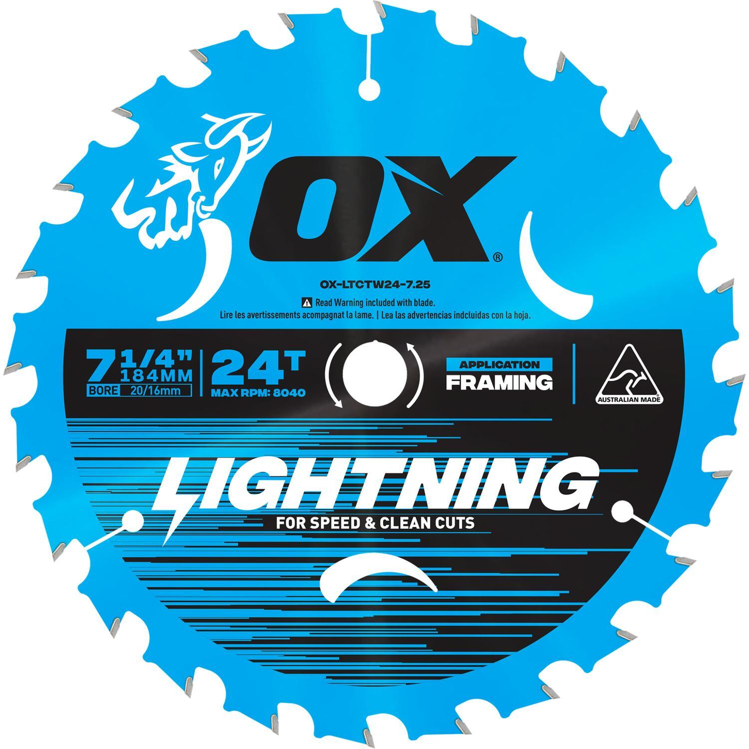 Lightning Circular Saw Blade 24T 184mm Blue