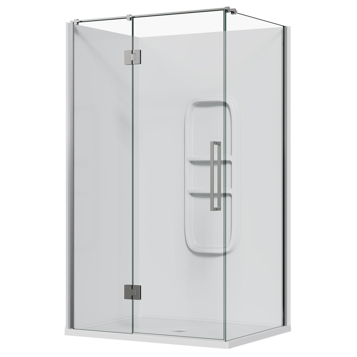 2 Sided Frameless Hinged Side Mould Acrylic Shower LH 1200 x 915 x 1990mm Chrome