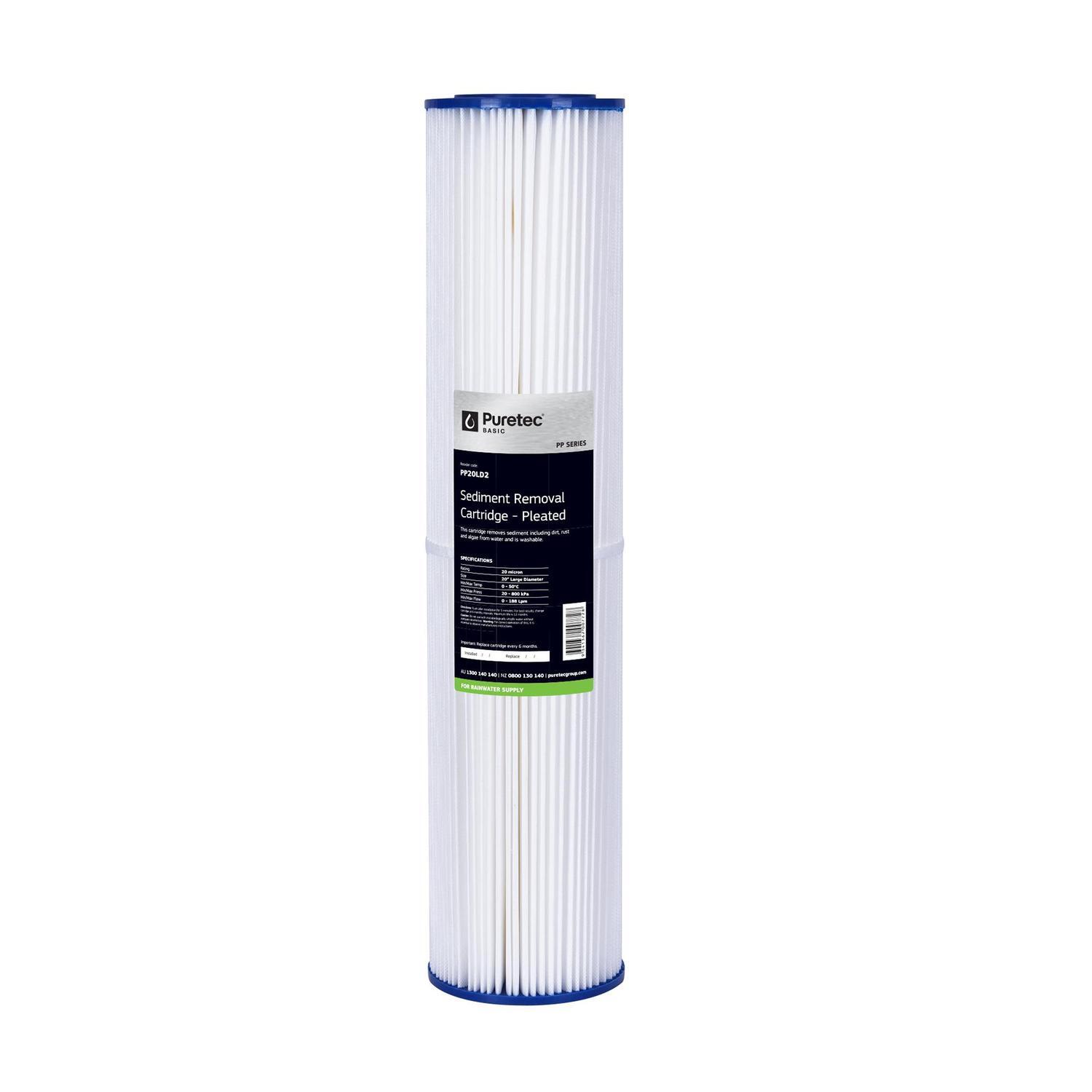 Pleated PP20LD2 Water Filter Cartridge 20 inch Large White