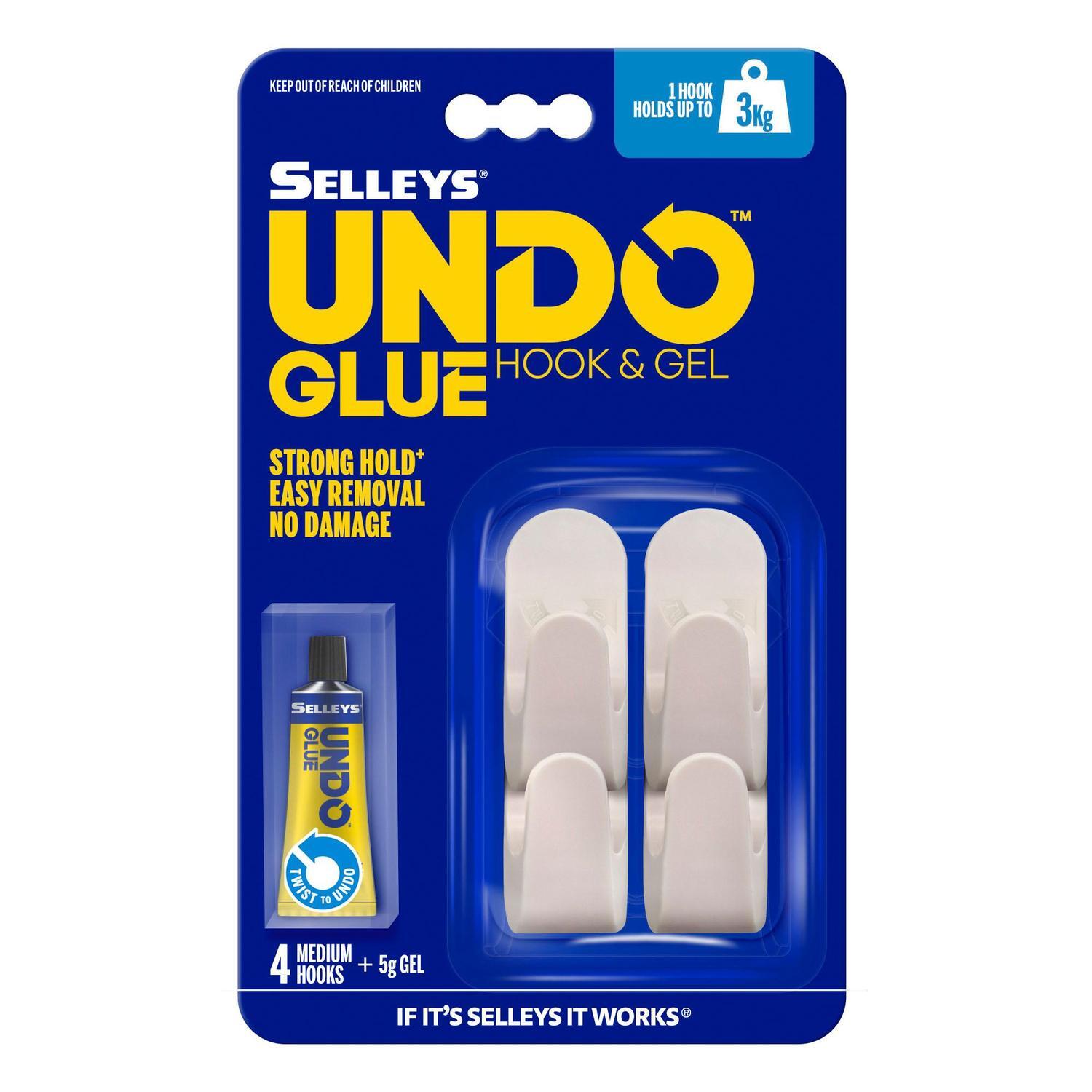 Undo Glue Medium Hook & Glue Kit 4 Pack 5g White