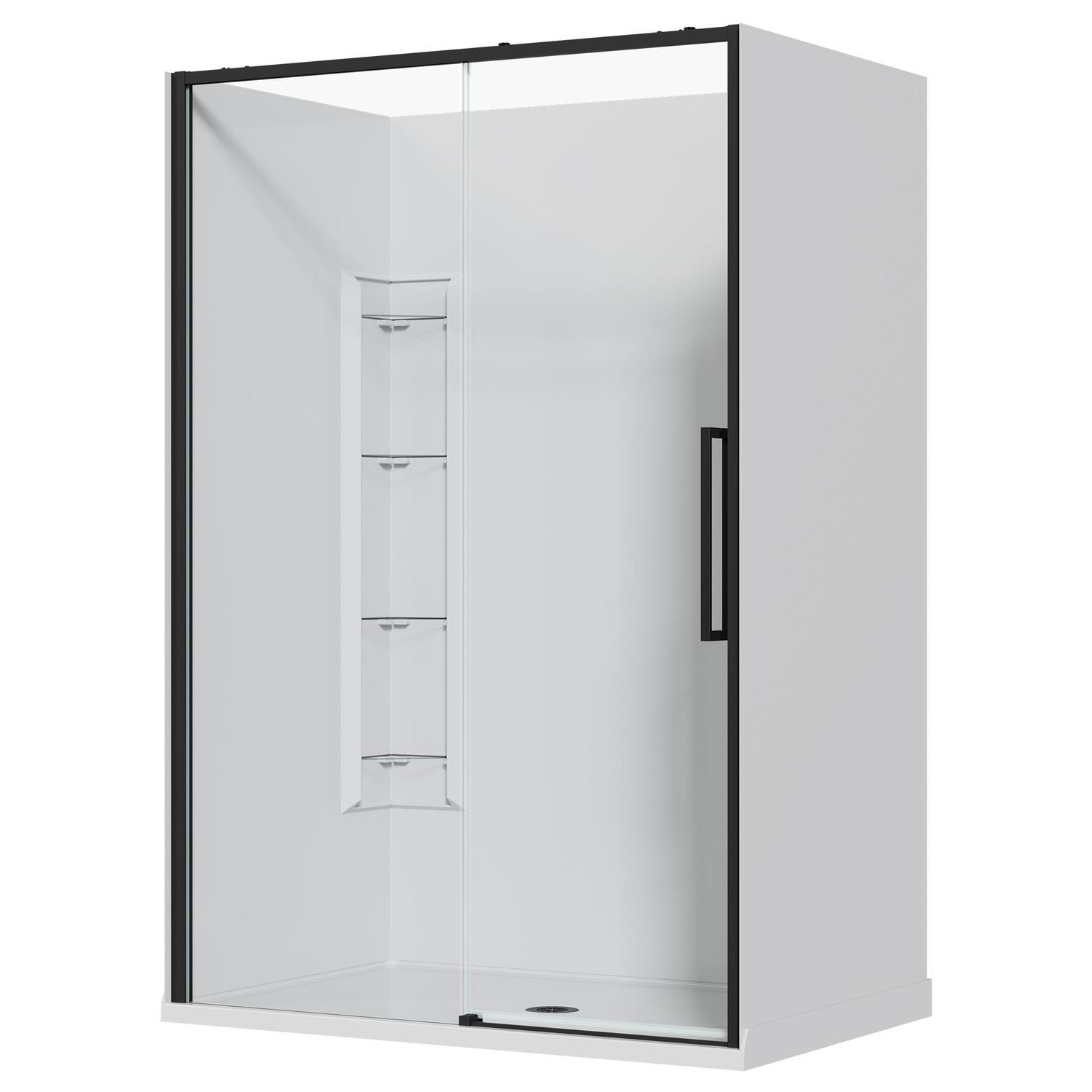 Alcove Frameless Sliding Corner Mould Acrylic Shower 1400 x 915 x 2040mm Black