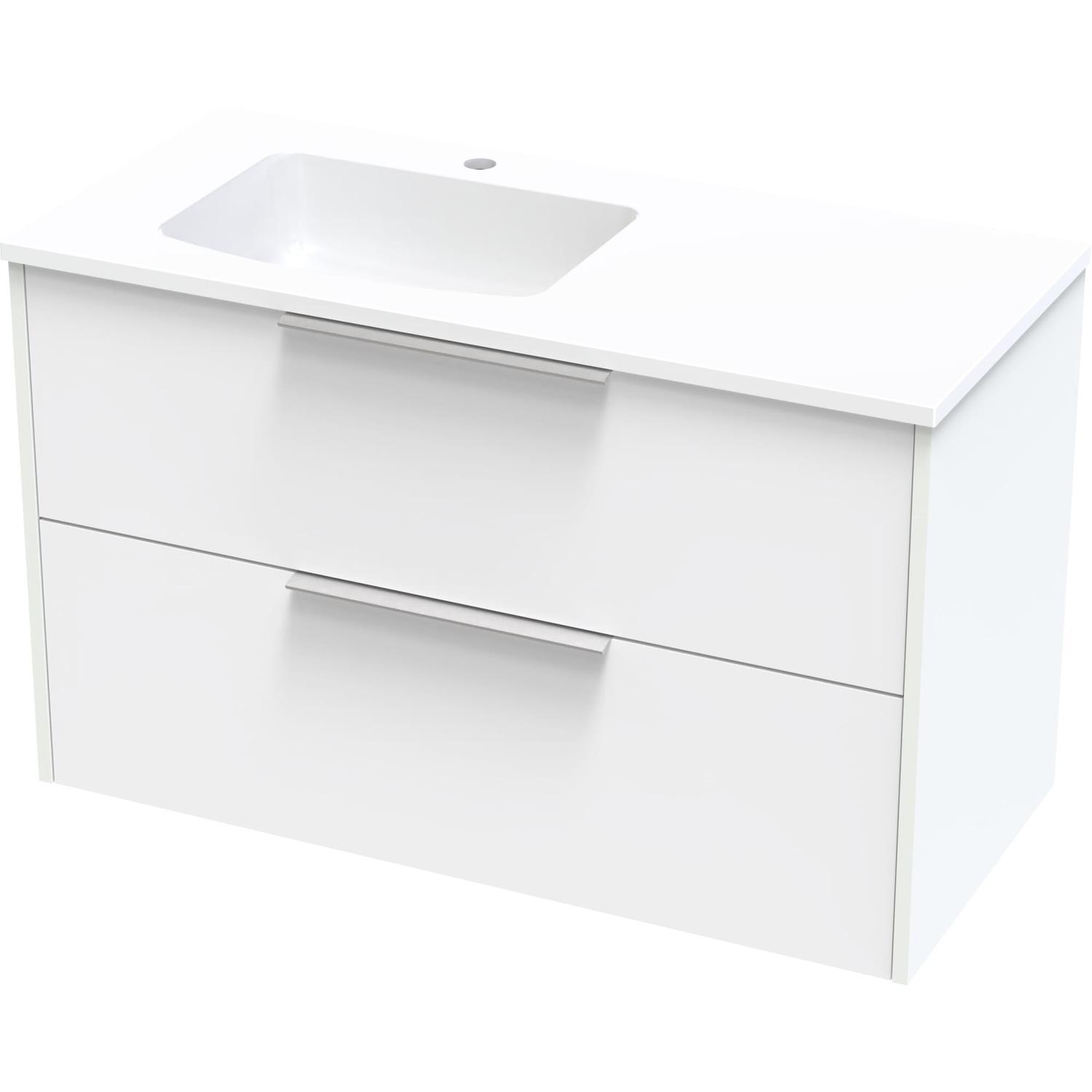 Nikau Grove 1000 Left Hand Bowl Double Drawer Wall Ultra Gloss White