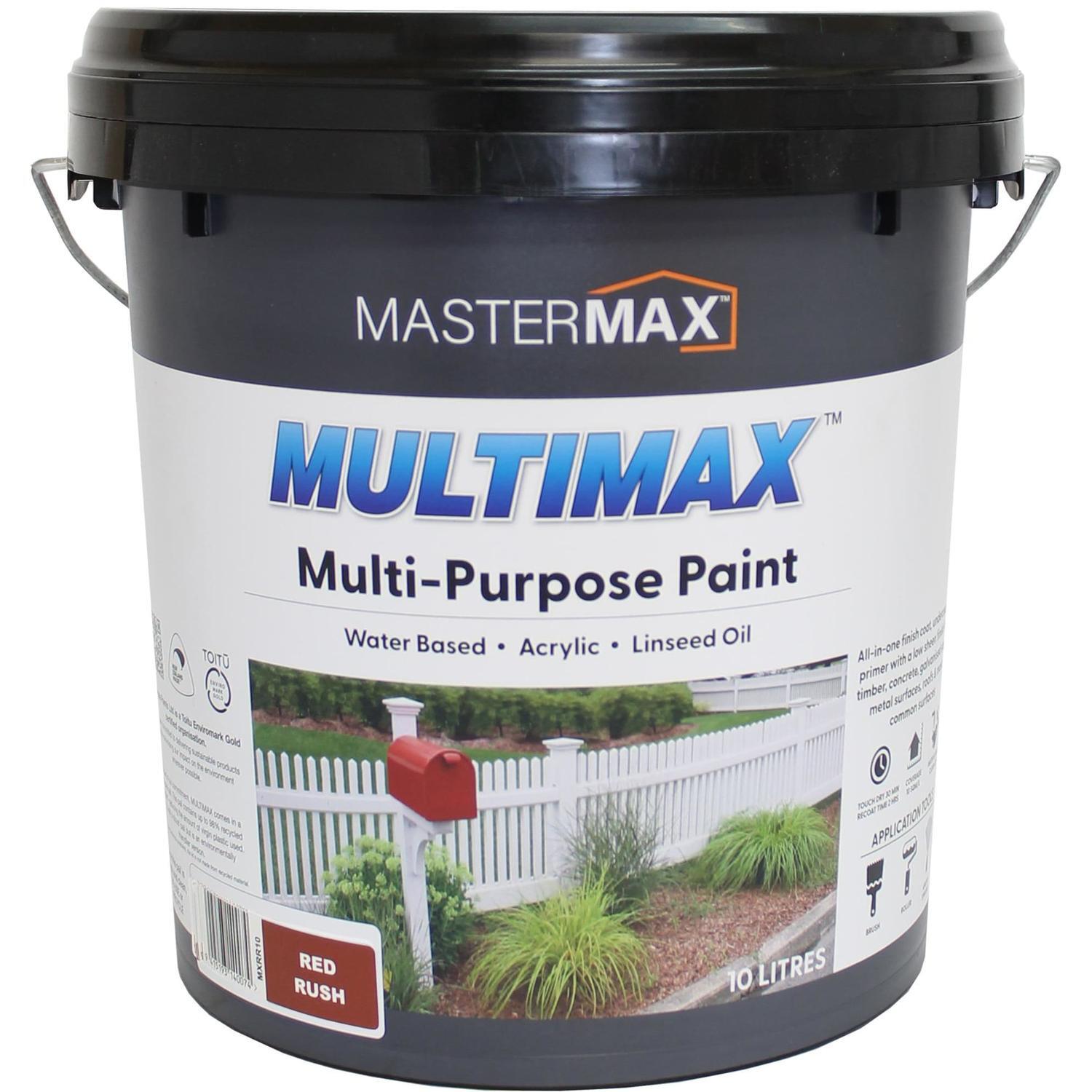 Multi-Purpose Paint Water Based Acrylic and Linseed Oil 10L Red Rush