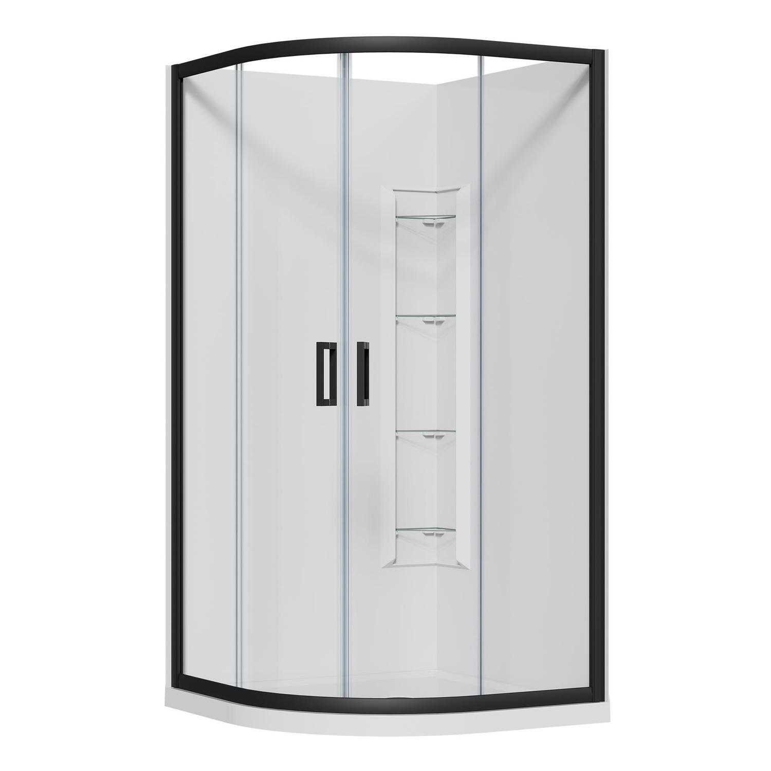 Curved Corner Mould Acrylic Shower 1000 x 1000 x 2015mm Black
