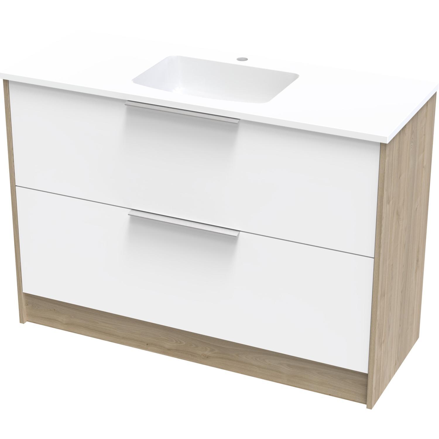 Nikau Grove 1200 Double Drawer Floor Ultra Gloss White/Colour