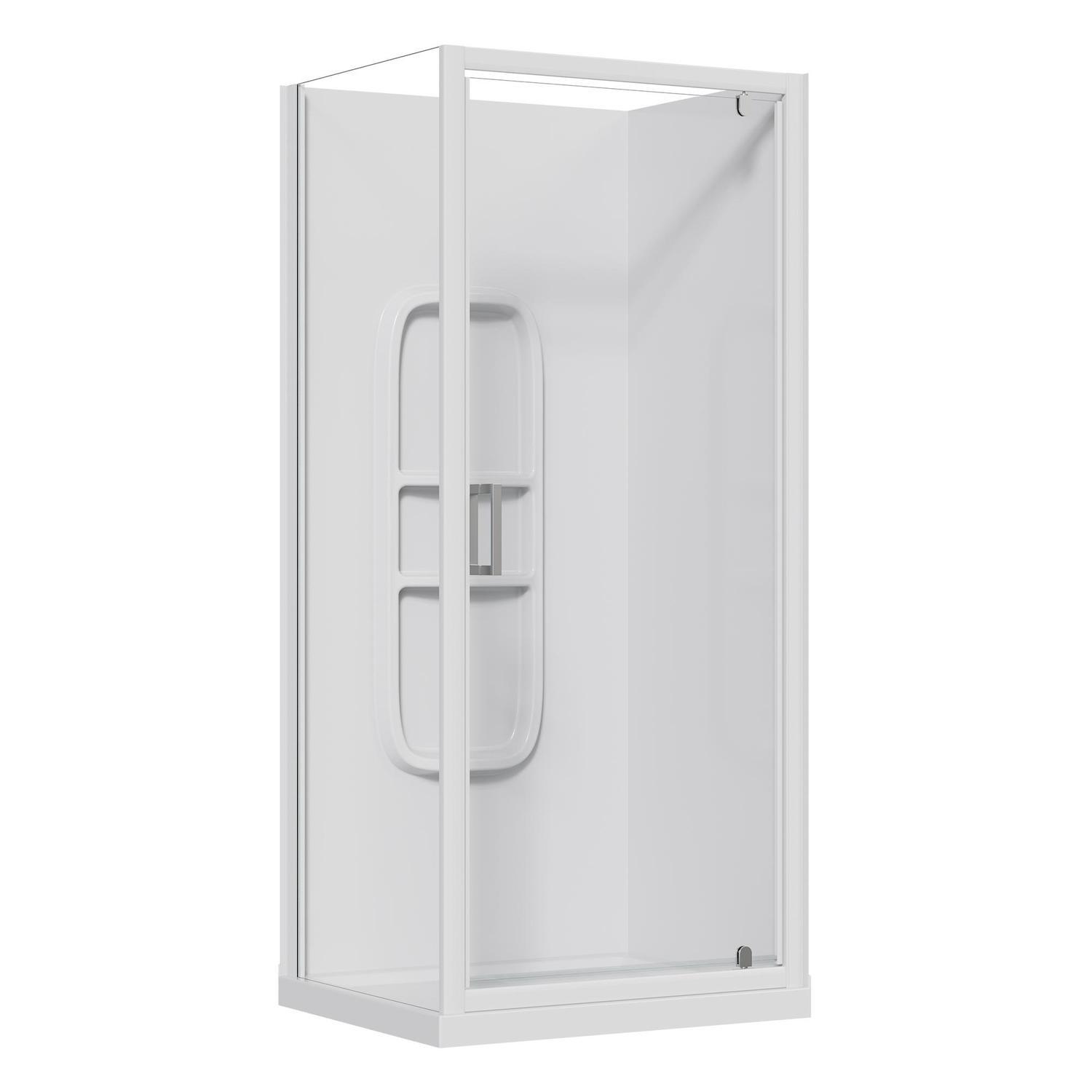 2 Sided Side Mould Acrylic Shower RH 900 x 750 x 2015mm White