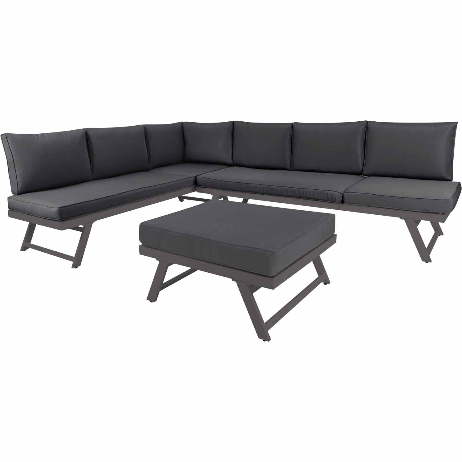 5-in-1 Multifunction Outdoor Corner Lounger with Ottoman