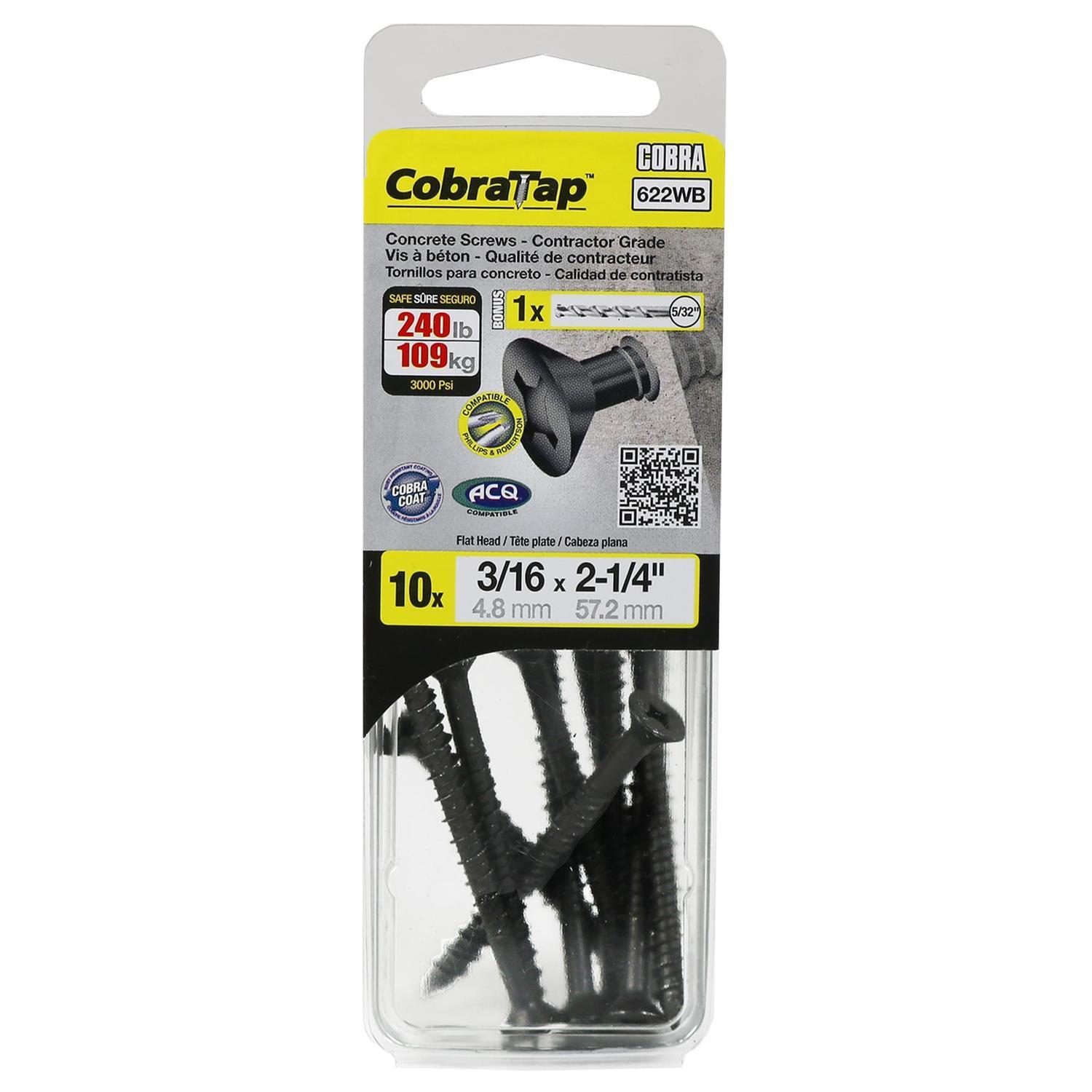 Concrete Screw 4.8X44.4mm FH 10 Pack Black