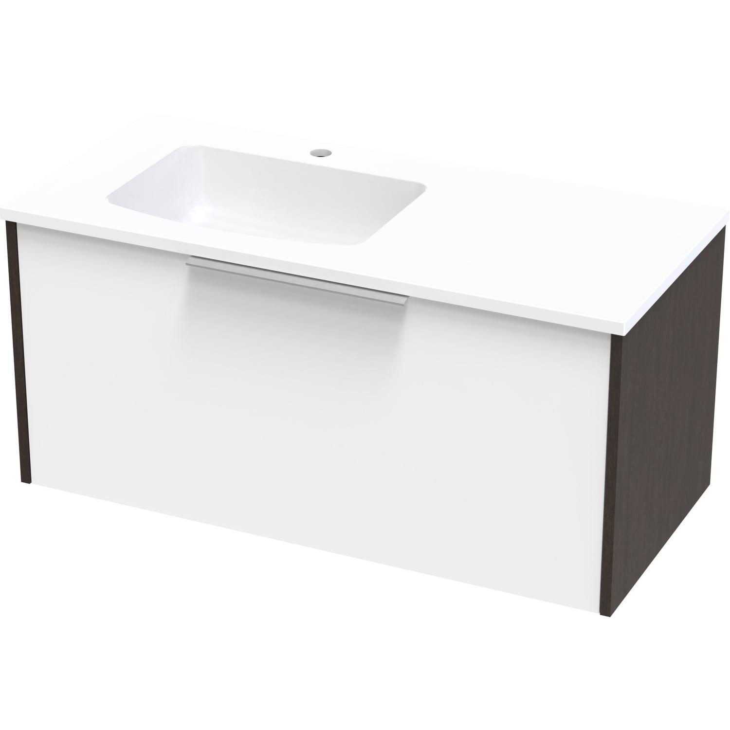 Nikau Grove 1000 Left Hand Bowl Single Drawer Ultra Gloss White/Colour