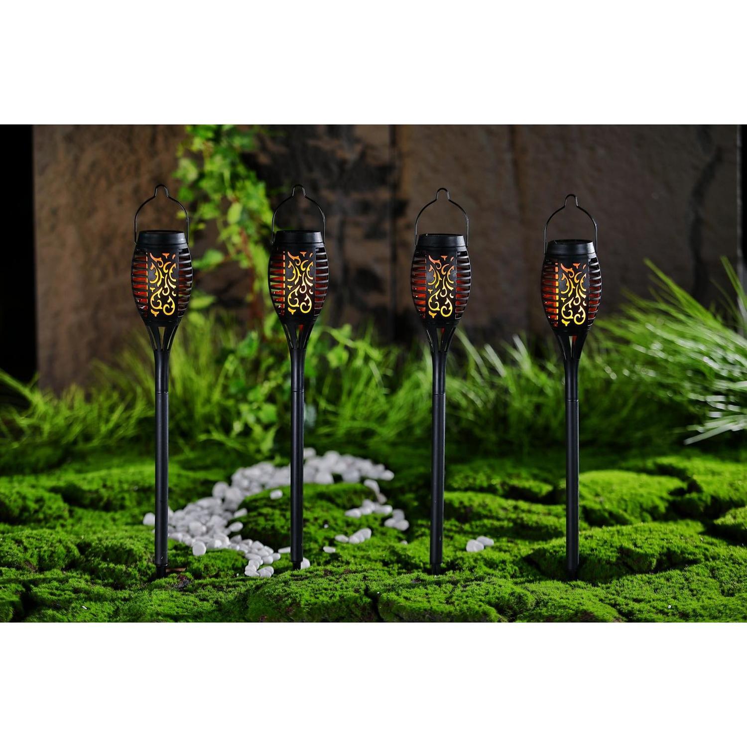Solar Torch Light 4 Pack 7.2 x 40cm Flame Effect
