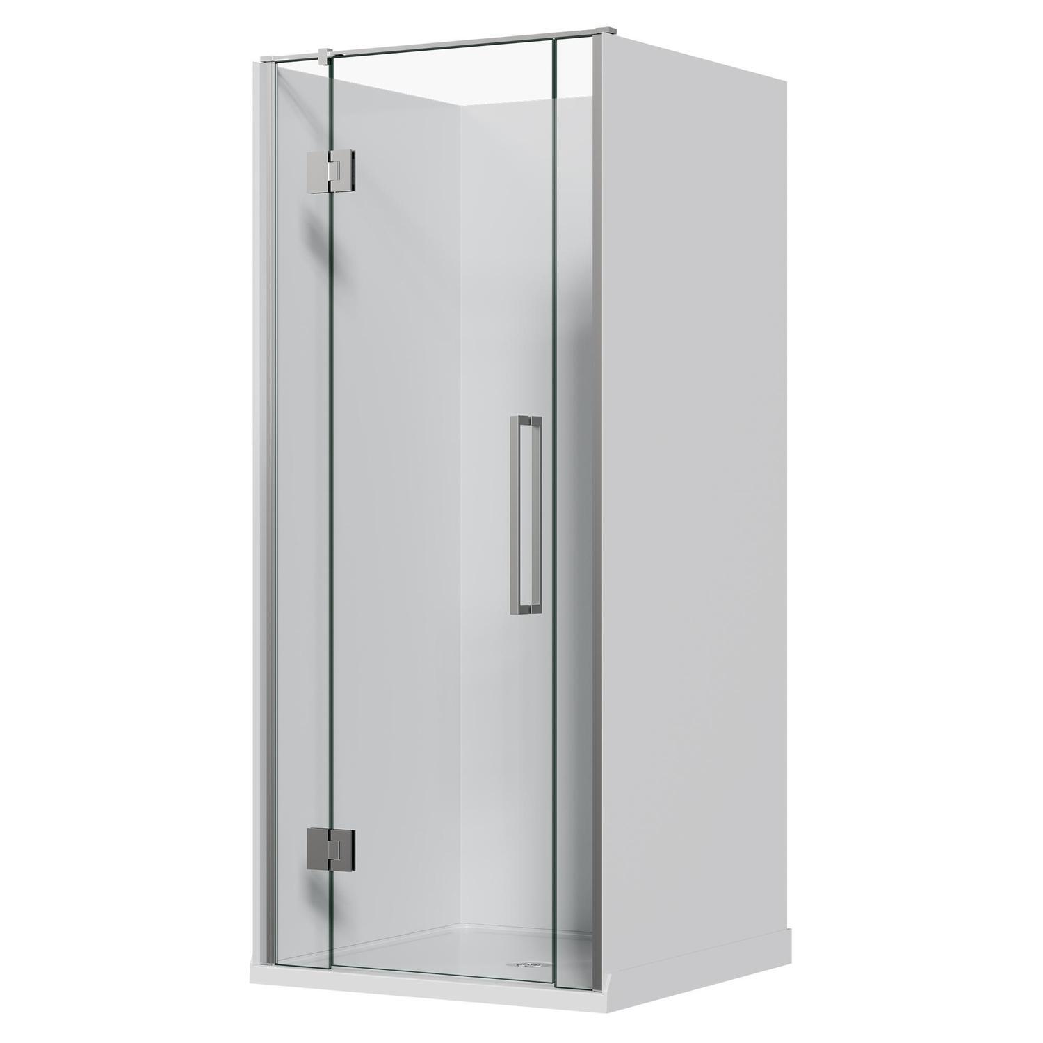 Alcove Frameless Hinged Flat Wall Acrylic Shower 900 x 900 x 1990mm Chrome