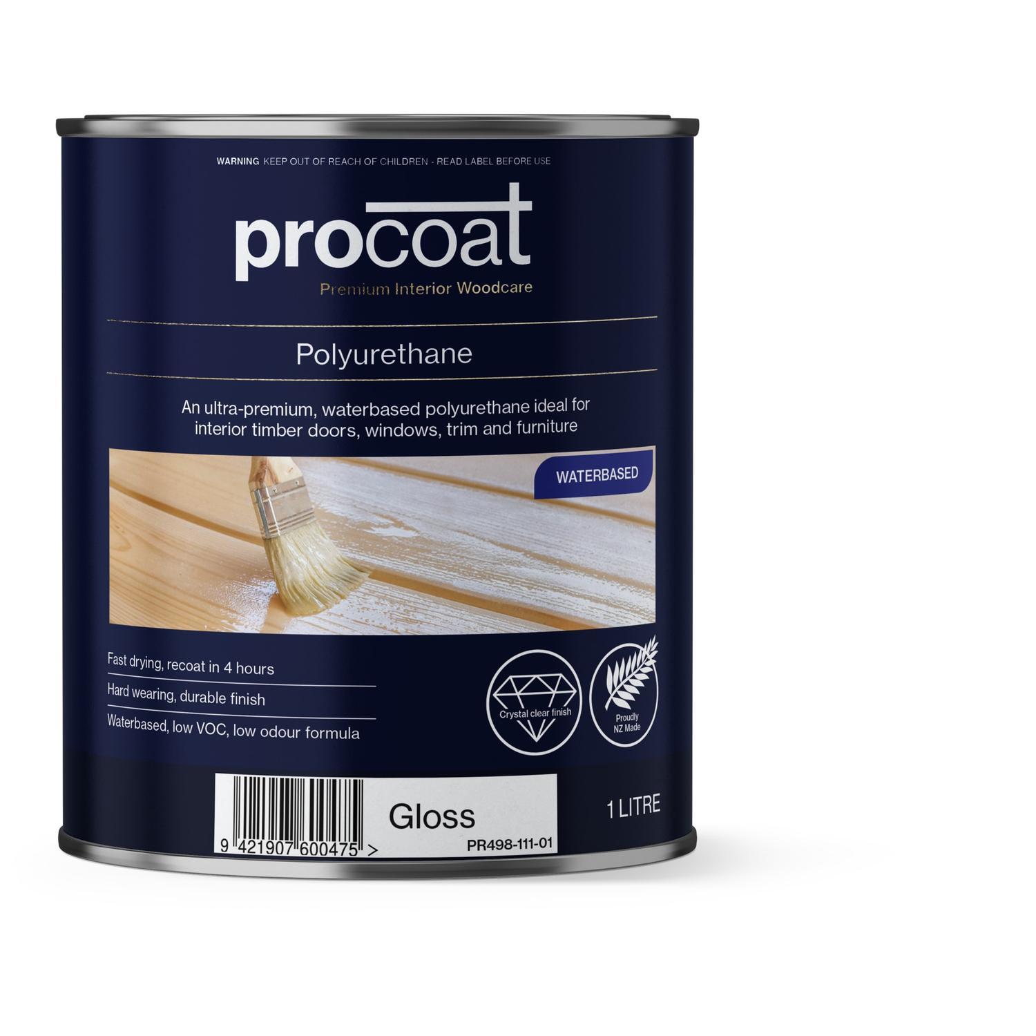 Premium Interior Polyurethane (waterbased) Gloss 1 litre Clear