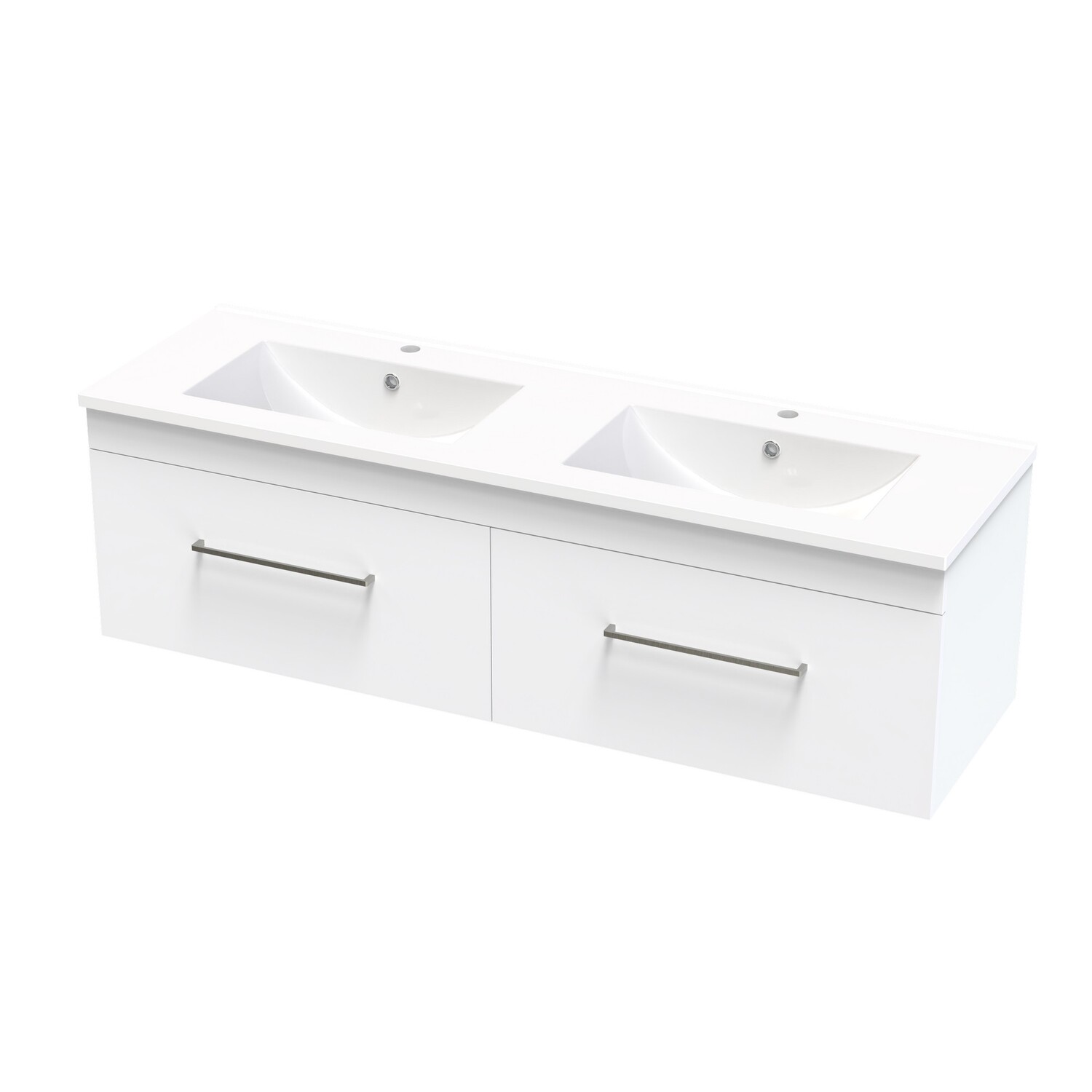 Cashmere Single Drawer Double Bowl Wall Hung Vanity