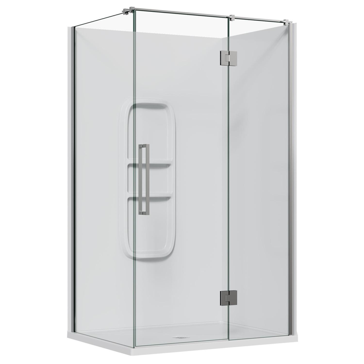 2 Sided Frameless Hinged Side Mould Acrylic Shower RH 1200 x 915 x 1990mm Chrome