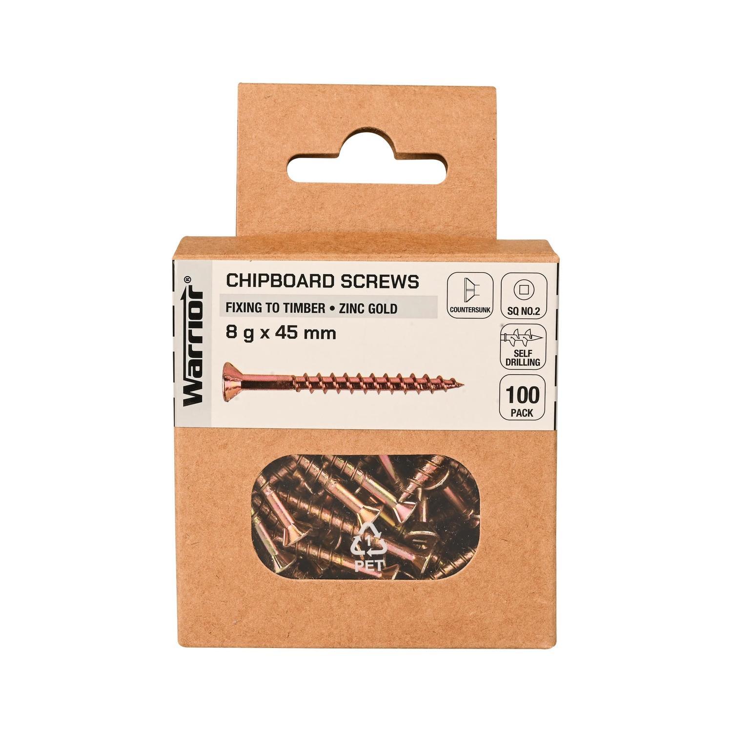 Chipboard Screws 8 g x 45mm Zinc Gold