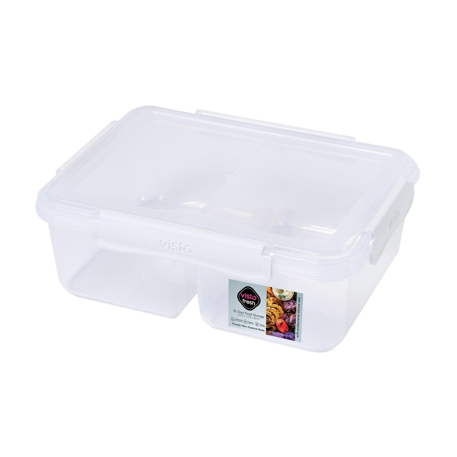Duo Container Clear with White Clips 2L