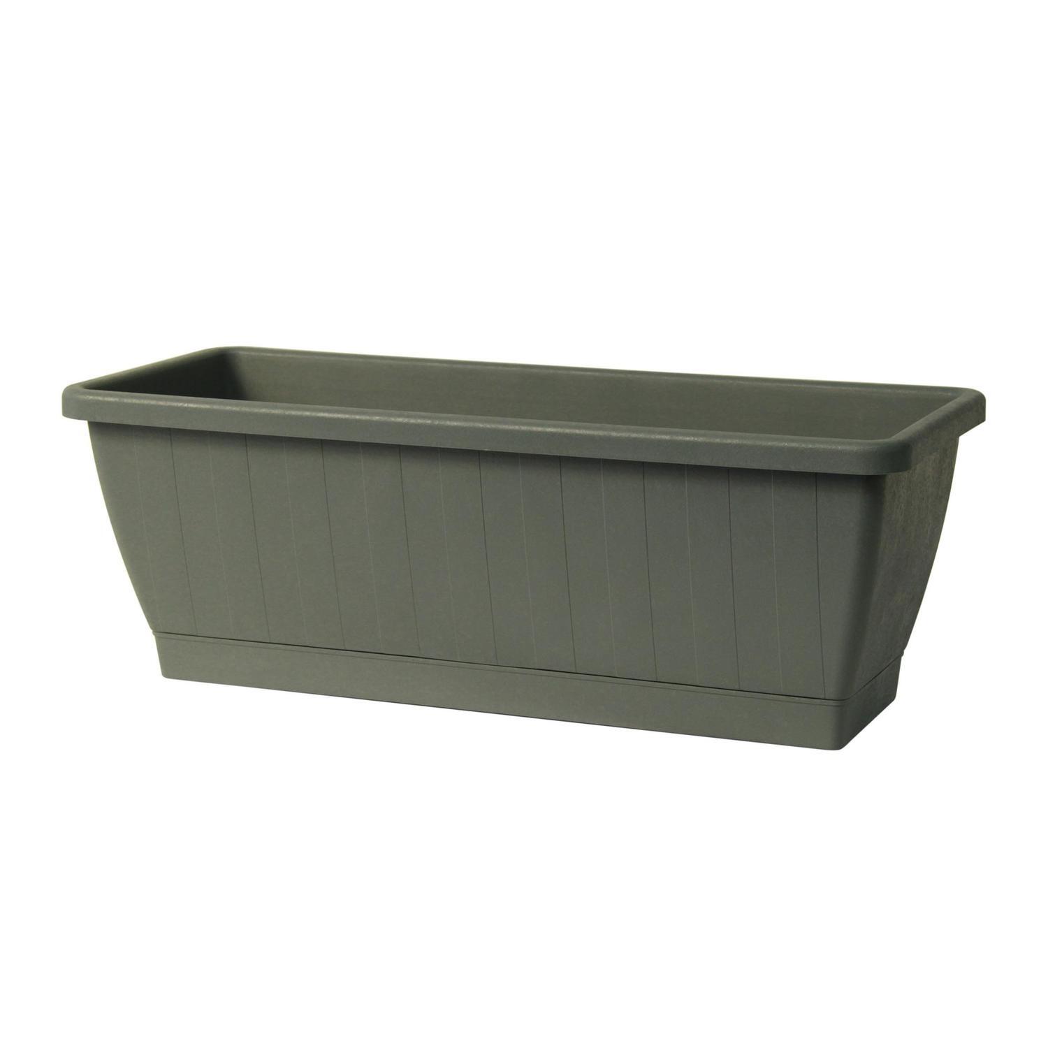 Plastic Kezar Planter Box with Tray Sage Green 80cm
